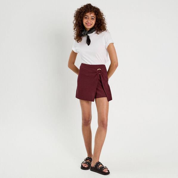 Jupe-short évasée prune femme