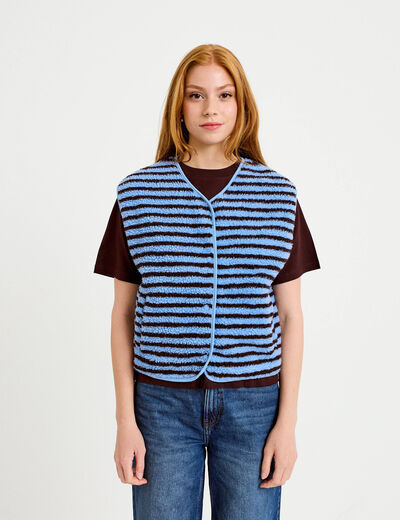 Gilet sans manches effet bouclette marron fonc&eacute; femme