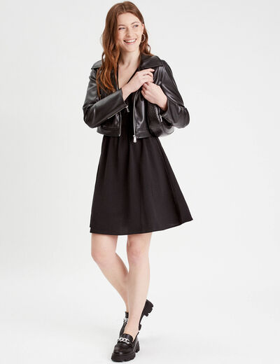 Robe évasée taille élastiquée noir femme