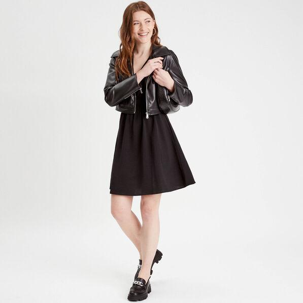 Robe évasée taille élastiquée noir femme