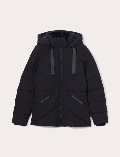 Doudoune cintrée à capuche noir femme