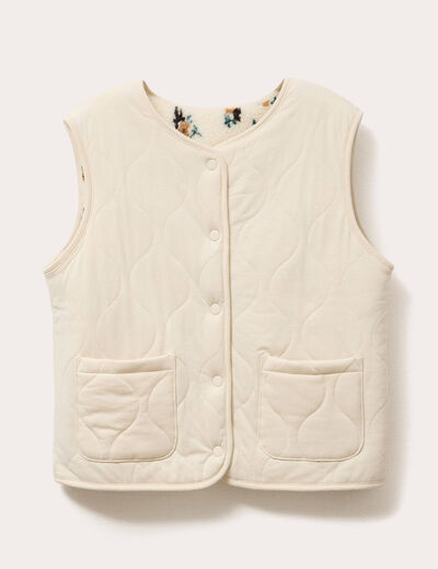 Gilet réversible sans manches ivoire femme