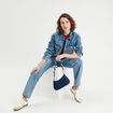 Jeans droit 5 poches denim double stone femme