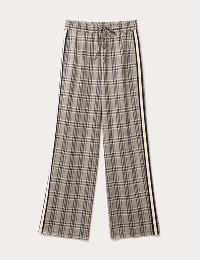 Pantalon droit large élastiqué noir femme