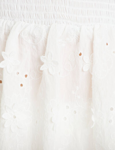 Top bi-mati&egrave;re &agrave; bretelles blanc femme