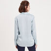 Chemise manches longues satin bleu clair femme
