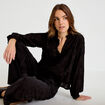 Blouse droite col rond manches longues noir femme