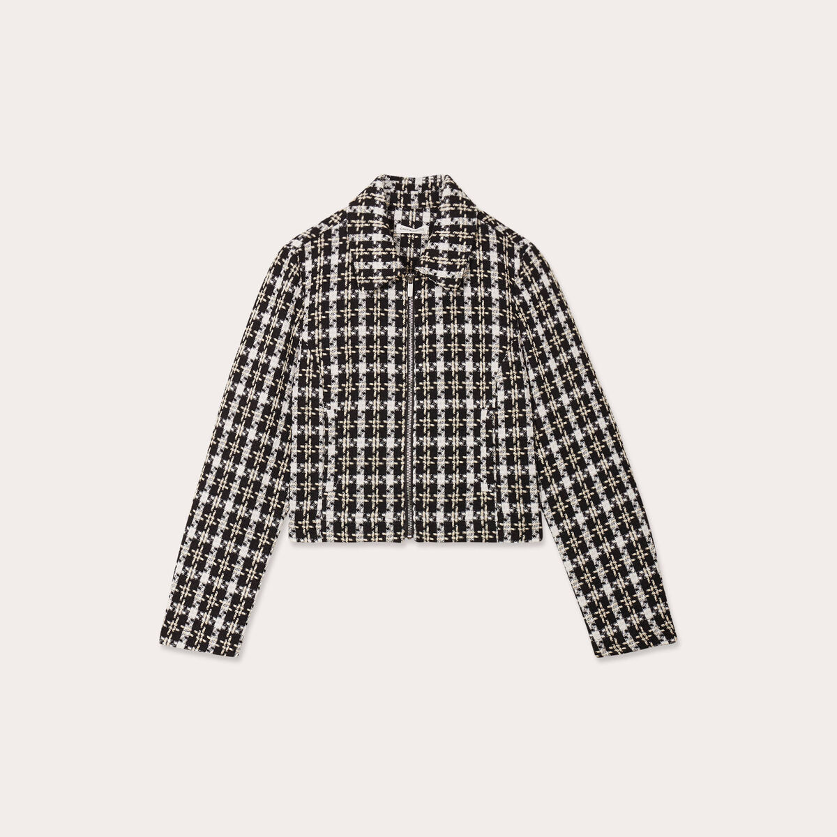 Veste zippée tweed noir femme