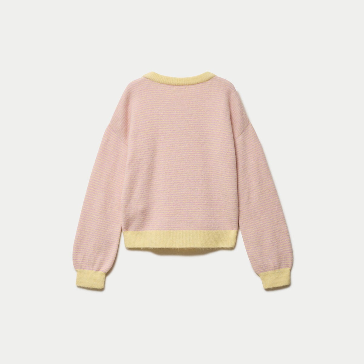Pull ample col rond manches longues rose clair femme