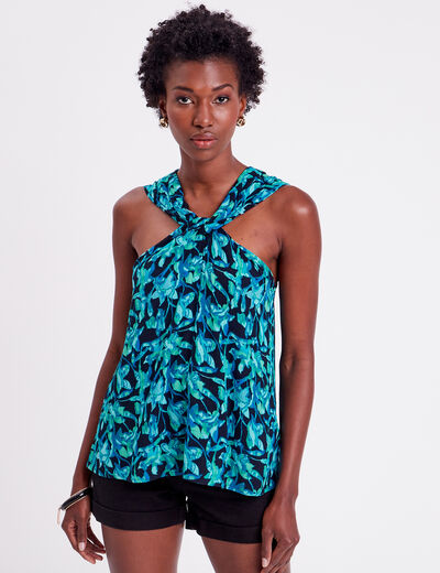 Blouse bretelles larges noir femme