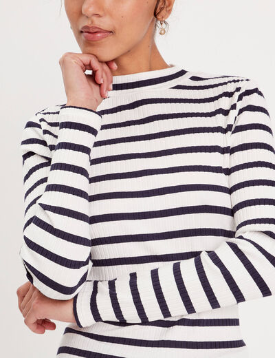 T-shirt cintré col montant blanc femme