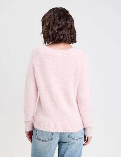 Pull manches longues rose pastel femme