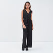 Combinaison pantalon plissée noir femme