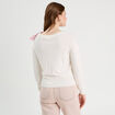 Pull avec noeud épaule ecru femme