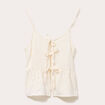Top droit cropped col v plissé ecru femme