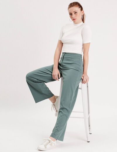 Pantalon large vert foncé femme