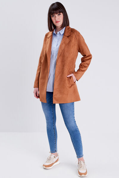 Trench droit ceinturé camel femme