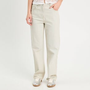 jeans droit 5 poches denim bleach femme Jeans droit 5 poches denim bleach femme