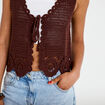 Gilet ajust&eacute; court sans manches col v marron fonc&eacute; femme