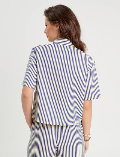 Chemise manches courtes bleu marine femme