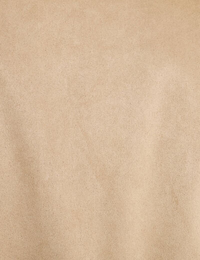 Veste courte zippée suédine beige femme