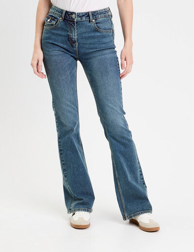 Pantalon bootcut ceinture amovible denim dirty femme