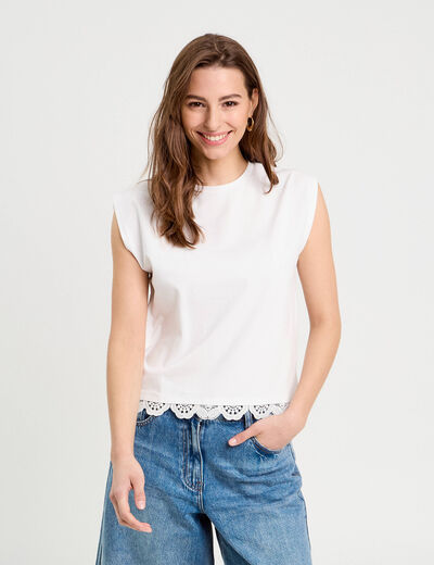 T-shirt sans manches blanc femme