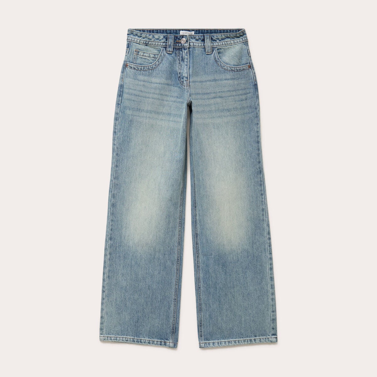 Jeans droit taille basse denim double stone femme