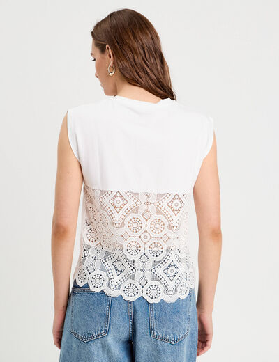 T-shirt sans manches blanc femme