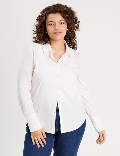 Chemise manches longues ecru femme