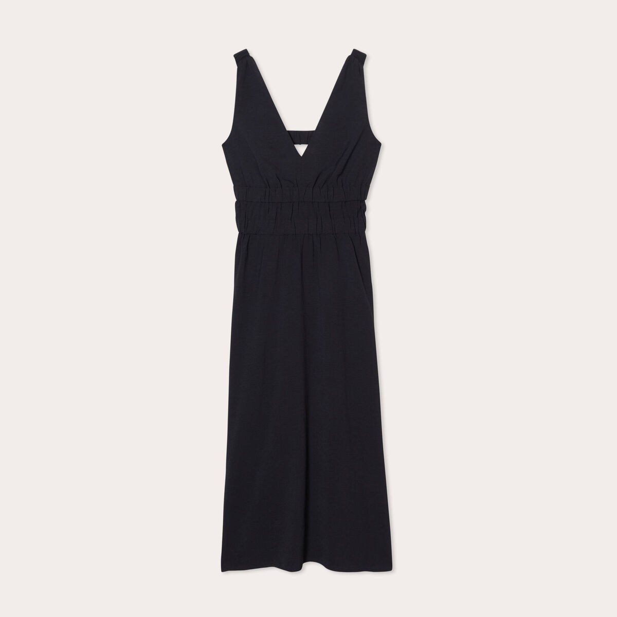 Robe longue évasée noir femme