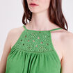 Débardeur col macramé vert femme
