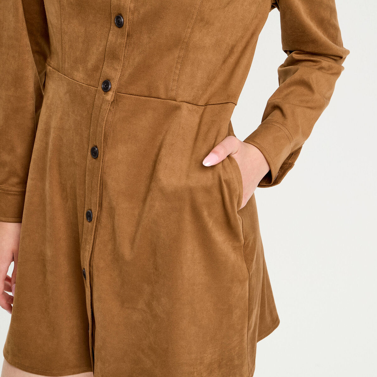 Robe &eacute;vas&eacute;e su&eacute;dine marron femme