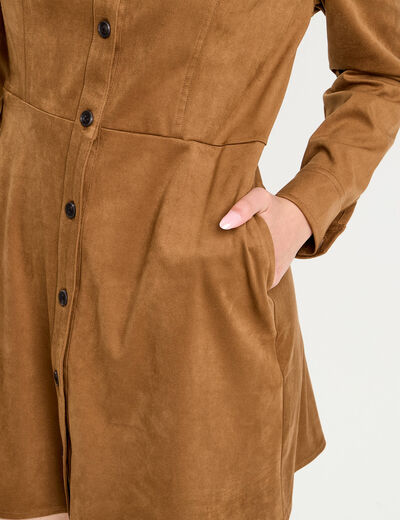 Robe &eacute;vas&eacute;e su&eacute;dine marron femme