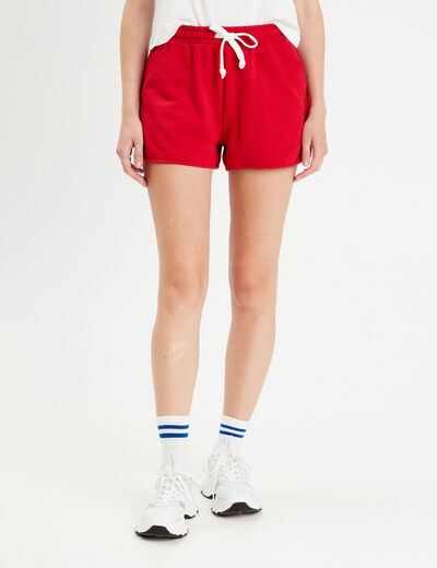 Short de jogging regular rouge femme
