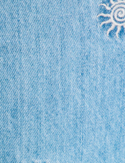 Jeans droit brodé blanc femme