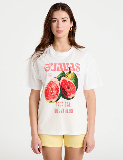 T-shirt oversize manches courtes blanc femme