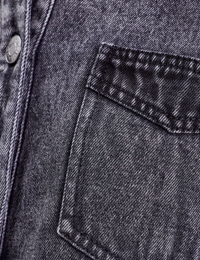 Chemise manches longues denim gris femme