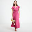 Robe longue &eacute;vas&eacute;e prune femme