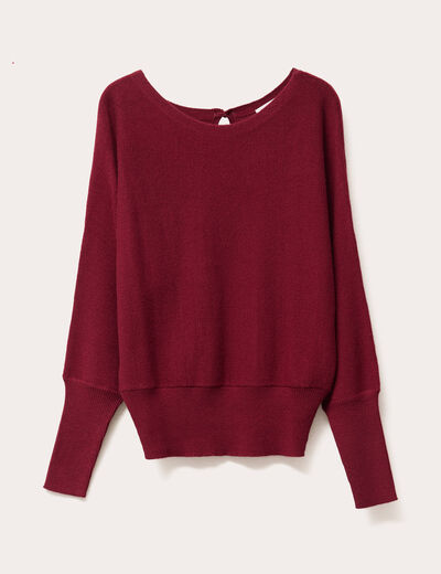 Pull manches chauves-souris rouge foncé femme