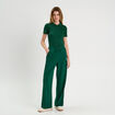 Polo manches courtes zipp&eacute; vert fonc&eacute; femme