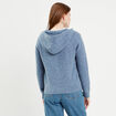 Gilet manches longues capuche bleu femme
