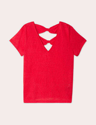 T-shirt noeuds dos rouge femme