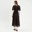 Robe longue évasée dentelle noir femme