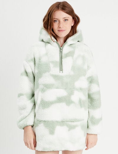 Sweat de pyjama effet polaire vert pastel femme