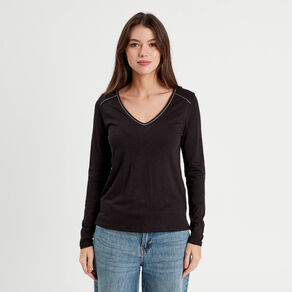 T-shirt manches longues noir femme