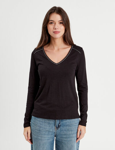 T-shirt manches longues noir femme
