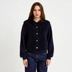 Gilet sans manches effet polaire col v bleu marine femme