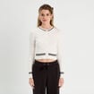 Gilet manches longues ajusté ecru femme