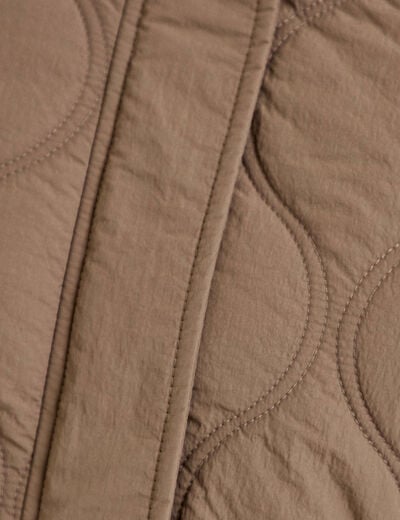 Veste droite &agrave; capuche manches longues taupe femme
